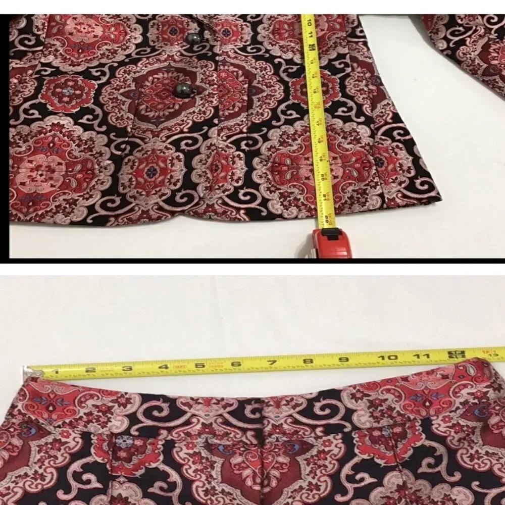 kate spade Red Runway Medallion Jacquard Pantsuit Blazer Size 2 Trousers Size 0